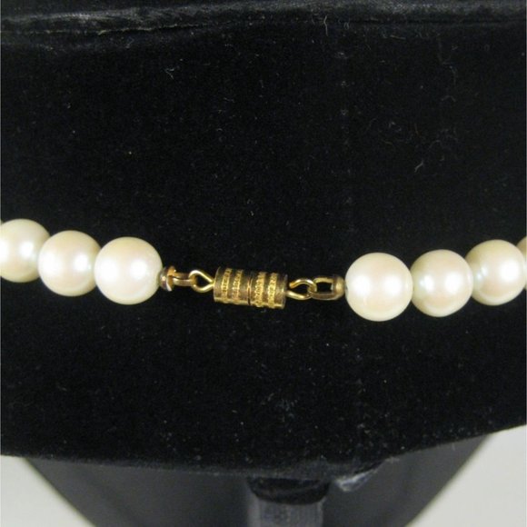 Imitation Pearl Beaded Necklace 25 inch Goldtone Strand Jewelry Vintage - Picture 7 of 7